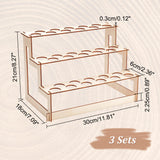 3-Tier Wooden Ice Cream Cone Display Risers, Ice Cream Cone Holder with 33 Holes, Cornsilk, 30x18x21cm