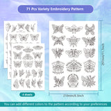 4 Sheets 11.6x8.2 Inch Stick and Stitch Embroidery Patterns, Non-woven Fabrics Water Soluble Embroidery Stabilizers, Butterfly, 297x210mmm