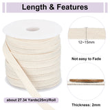 25M Flat Cotton Hollow Cord, Shoeslace Making, Clothes Accessories, with Plastic Spool, PapayaWhip, 12~15x2mm, about 27.34 Yards(25m)/pc