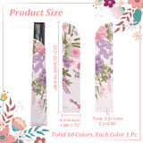 10Pcs 10 Colors Silk Cloth Collapsible Floral Print Chinese Fan Storage Bag, Dustproof Handheld Fan Cover, Rectangle, Mixed Color, 22.2~22.5x4.3~4.4x0.05~0.1cm, 1pc/color
