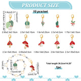 Knitting Row Counter Chains & Locking Stitch Markers Kits, with Mushroom & Cactus Alloy Enamel Pendant and Acrylic Beads, Mixed Color, 3.5~36.2cm, 11pcs/set
