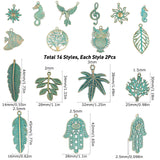 Alloy Pendants, Mixed Shapes, Antique Bronze & Green Patina, 32pcs