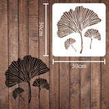 Plastic Reusable Drawing Painting Stencils Templates, for Painting on Scrapbook Paper Wall Fabric Floor Furniture Wood, Square, Leaf Pattern, 300x300mm