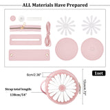 DIY Sew on PU Leather Daisy Flower Pattern Round Multi-Use Crossbody/Shoulder Bag Making Kits, including Fabric, Needle, Thread, Zipper, Pink, 13pcs/set