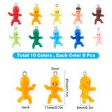 Opaque Plastic Pendants, with Iron Loop, Baby, Platinum, Mixed Color, 27x17x8mm, Hole: 2mm, 10 colors, 8pcs/color, 80pcs/set
