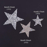 Glitter Hotfix Acrylic Rhinestone, Iron on Patches, Dress Shoes Garment Decoration, Star, Mixed Color, 4~8x4~8x0.15~0.25cm, 6pcs/set