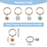 Alloy with Cat Eye Sun Pendants, with Spring Gate Rings, for Shoe Charm Decoration Accessories, Mixed Color, 50mm, 4 colors, 2pcs/color, 8pcs/set