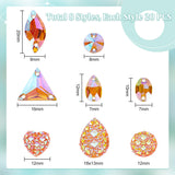 160Pcs 8 Style Sew on Rhinestone, Resin Rhinestone, 2-Hole Links, Flat Back & Back Plated, Garments Accessories, Mixed Shape, Topaz AB, 8~20x7~13mm, 20pcs/style