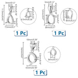 3Pcs 3 Styles Rhodium Plated 925 Sterling Silver Pendant Cabochon Settings with Prongs Mounting, Open Back Settings, Mixed Shapes, with 925 Stamp, Platinum, Tray: 8~10x6.5~8mm, 11.5~16x7.5~16mm, Hole: 4.5x3~3.5mm, 1pc/style