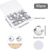 1 Box 60Pcs Self-Adhesive Acrylic Rhinestone Stickers, for DIY Decoration and Crafts, Faceted, Half Round, Clear, 20x5mm