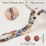 2 Strands Natural Mixed Gemstone Beads Strands, Faceted, Round, 3~3.5mm, Hole: 0.6mm, about 117~126pcs/strand, 15.16''~15.55''(38.5~39.5cm)