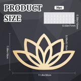 1Pc Acrylic Mirror Lotus Wall Decorations, Hollow out, with 30Pcs Acrylic Double-sided Pads, Gold, 1~18x1~30x0.1~0.15cm