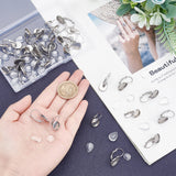 80Pcs 4 Style 304 Stainless Steel Leverback Earring Findings, with Teardrop Setting for Cabochon, Stainless Steel Color, 20pcs/style