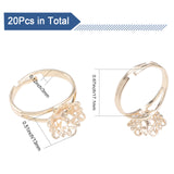 20Pcs Adjustable Brass Finger Ring Findings, Flower Filigree Ring Settings, Golden, US Size 6 3/4(17.1mm), Tray: 13x12mm