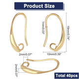 40Pcs Brass Earring Hooks, with Horizontal Loop, Real 18K Gold Plated, 19x10x2mm, Hole: 2mm, 18 Gauge, Pin: 1mm