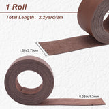 PU Leather Fabric, for Shoes Bag Sewing Patchwork DIY Craft Appliques, Coconut Brown, 3.75x0.13cm, 2m/roll