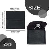 Cowhide Leather Jewelry Storage Bags, for Earrings, Bracelets, Rings Storage, Square, Black, 5.55~5.7x5.85x0.55cm