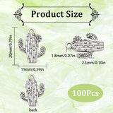 100Pcs Tibetan Style Alloy Pendants, Cadmium Free & Lead Free, Cactus, Antique Silver, 20x15x2.5mm, Hole: 1.8mm