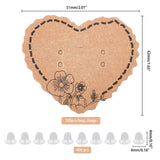 Paper Earring Display Cards, with Plastic Ear Nuts, Heart, Mixed Color, 42x51x0.5mm, 100pcs/bag, 2 bags, 200pcs