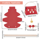 4 Sets 4 Colors Foldable Imitation Leather Wedding Bowknot Candy Bags, with Alloy Findings, Mixed Color, 13x12x7cm, 1 set/color