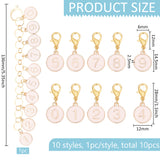 11Pcs Number 0~9 DIY Knitting Tool Sets, including Alloy Enamel Pendant Locking Stitch Markers & Knitting Row Counter Chains, Pink, 2.8~13.6cm