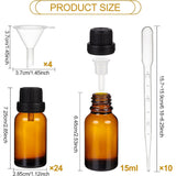 DIY Essential Oil Bottle Kits, Including Empty Glass Bottles, Plastic Funnel Hopper & Dropper, Cute Paper Rainbow Color Stickers, Coconut Brown, 2.85x7.25cm, Plastic Plug: 26.5x13mm, Capacity: 15ml(0.5 fl. oz)