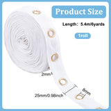 6 Yards Flat Cotton Cord with Light Gold Tone Alloy Eyelets, Garment Accessories, White, 25x2mm