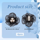 4Pcs Polyester Tulle Shoe Decorations, Detachable Shoe Buckle Clip, Flower, Black, 58~60x20.5mm