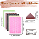 24 Sheets 6 Colors DIY Frame Scrapbook, Triangle Photo Corner Plastic Stickers, Rectangle, Mixed Color, 14.7x10.3x0.03cm, Triangle: 1.2x1.55cm, about 102pcs/sheet, 4 sheets/color