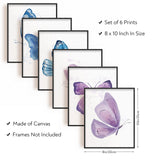 Chemical Fiber Oil Canvas Hanging Painting, Home Wall Decoration Accessories, Butterfly Pattern, 250x200mm, 6 style, 1pc/style, 6pcs/set