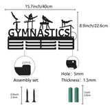Iron Medal Holder, Medals Display Hanger Rack, 3 Line Medal Holder Frame, with Screws, Rectangle with Word Gymnastics, Sports Themed Pattern, 226x400mm