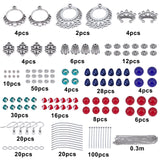 DIY Dangle Earring Making Kits, Including Alloy Bead Caps & Links connectors & Spacer Beads, Glass Beads, Iron Spacer Beads & Jump Rings & Pins, Brass Cable Chains & Earring Hooks, Antique Silver, 10x10mm, Hole: 1mm, 6pcs/box