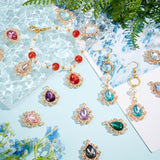 32Pcs 16 Colors Alloy Pendants, with Rhinestone, Cadmium Free & Lead Free, Light Gold, Teardrop, Mixed Color, 25x19x5mm, Hole: 1.6mm, 2pcs/color