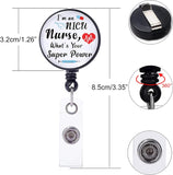 3 Pcs 3 Styles ABS Plastic Retractable Badge Reel, Card Holders, with Platinum Snap Buttons, ID Badge Holder Retractable for Nurses, Flat Round, Word, 85x17mm, 1pc/style