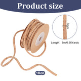 Cork Wood Tape, Wood Grain Ribbon Cork Rope for Clothing Accessories, Round, Tan, 1/8 inch(3mm), about 6.56 Yards(6m)/Roll