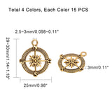 Tibetan Style Alloy Pendants, Compass, Mixed Color, 29~30x25x3mm, Hole: 2.5~3mm, 60pcs/box