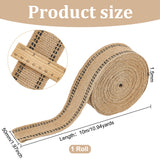 10M Flat Jute Ribbon with Dot Line Edge, Hessian Ribbon, for DIY Home Decoration and Gift Wrapping, Tan, 2 inch(50mm), about 10.94 Yards(10m)/Roll