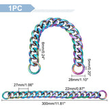 Bag Chains Straps, Aluminum Curb Link Chains, with Alloy Spring Gate Rings, for Bag Replacement Accessories, Rainbow Color, 30cm, 1pc/box