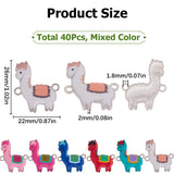 40Pcs Printed Alloy Connector Charms, with Enamel, Llama/Alpaca Links, Platinum, Mixed Color, 26x22.5x2mm, Hole: 1.8mm