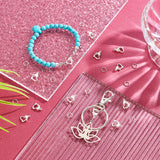 Heart Zinc Alloy Lobster Claw Clasps, with Iron Open Jump Rings, Heart, Platinum & Silver, Clasps: 8x11.5x3mm, Hole: 1.2mm