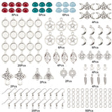 DIY Alloy with Glass Charm Earring Making Kit, Including Alloy Pendants & Links & Cabochon Settings, Glass Cabochons, Brass Earring Hooks & Jump Ring, Antique Silver & Platinum, Cabochons: 20Pcs