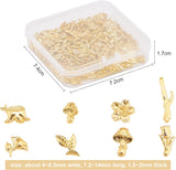 Alloy Enamel DIY Pieces, DIY Accessories, Mixed Shapes, Golden, 7.2~14x4~8.5x1.5~2mm, 250pcs/box