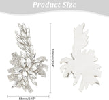 2Pcs Crystal Rhinestone Ornament Accessories, Based on No-Woven Fabric, Flower, DIY Costumes, Shoes, Bags Accessories for Wedding, Party, Platinum, 100x55mm