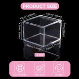 4 Grids Transparent Plastic Gift Boxes, with Flip Cover, Square, Clear, 7.9x7.9x6cm, Inner Diameter: 4.8x4.8x4.7cm