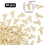 Alloy Rack Plating Alloy Charms, Bear, Light Gold, 14.5x11.5x4mm, Hole: 1.4mm, 60pcs/box