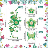 7Pcs 4 Style Embroidered Cloth Patch, Adhesive/Sew on Patches, Costume Accessories, Lime Green, 48~238x48~97x1~2mm