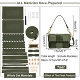 DIY PU Leather Braided Women's Crossbody Handbag Making Kits, including Fabrics, Chain Crossbody Strap, Magnetic Clasps, Screwback Rivets, Screwdriver, Thread, Needle, Dark Olive Green