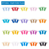 80Pcs 20 Colors Eco-Friendly Plastic Baby Pacifier Holder Clip, Mixed Color, 43x31x9mm, 4pcs/color