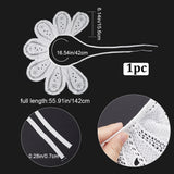 1Pc Polyester Computerized Embroidery Flower Collar, Detachable Lace Neckline Trim, with Rope, Garment Accessories, White, 1420x156x1mm