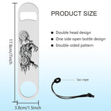 201 Stainless Steel Bottle Opener, with PU Leather Cord, Rectangle, Motorbike, 178x38x2mm